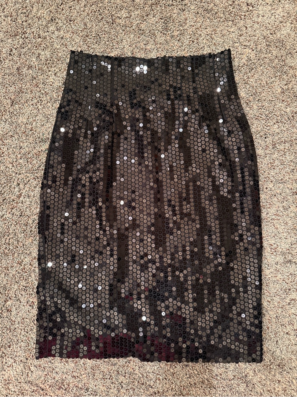 Stunning Vintage Black Sequin Paillettes Pencil Skirt